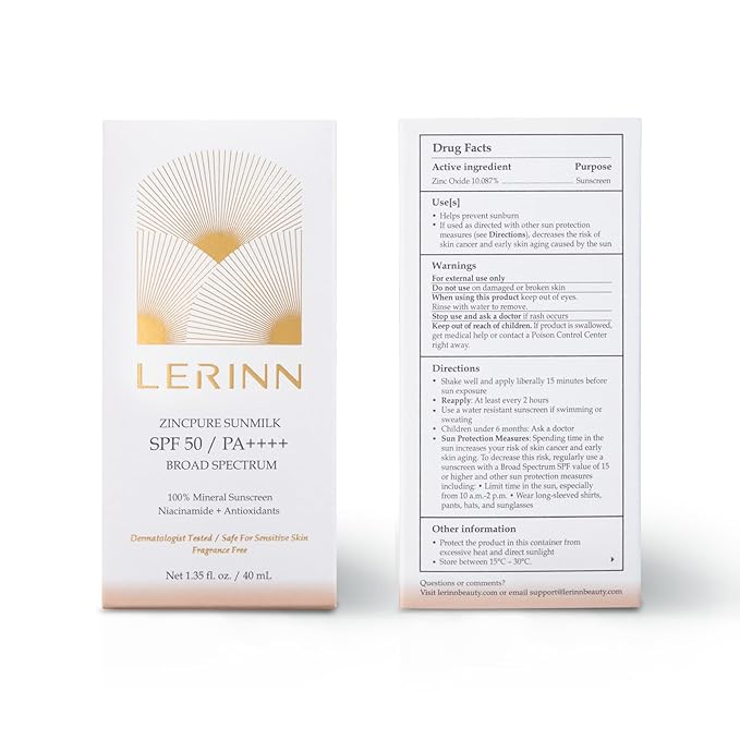 Zinc Oxide Mineral Sunscreen SPF 50 PA++++ | No White Cast Face SPF | Lightweight Daily Sunscreen for Sensitive Skin | Broad Spectrum UVA/UVB | Fragrance Free | Reef-Safe (40ml)