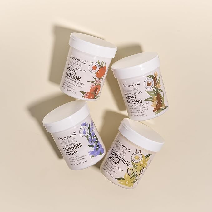 NATURE WELL Peach Blossom Restore & Brighten Moisturizing Cream For Face & Body, Infused With Peach Extract, Niacinamide, & Hyaluronic Acid, Promotes A Brighter Complexion, 16 Oz.