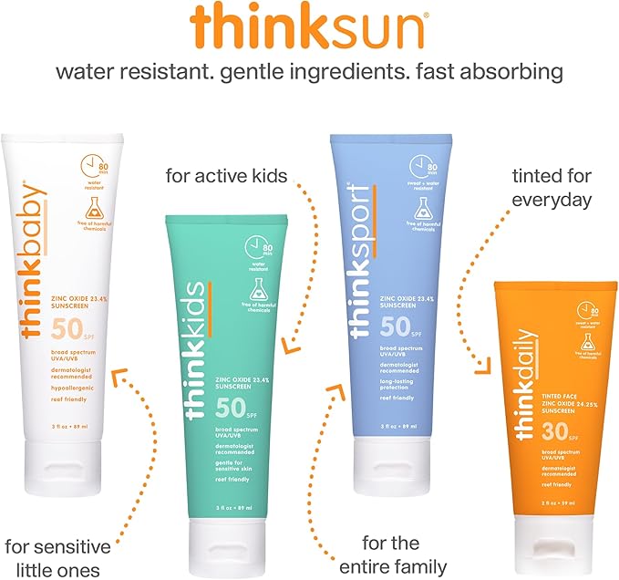 Thinksport SPF 50+ Mineral Sunscreen Spray, All Sheer, 6 Fl Oz – Natural, Water Resistant Body Sun Protection, Vegan & Reef Safe