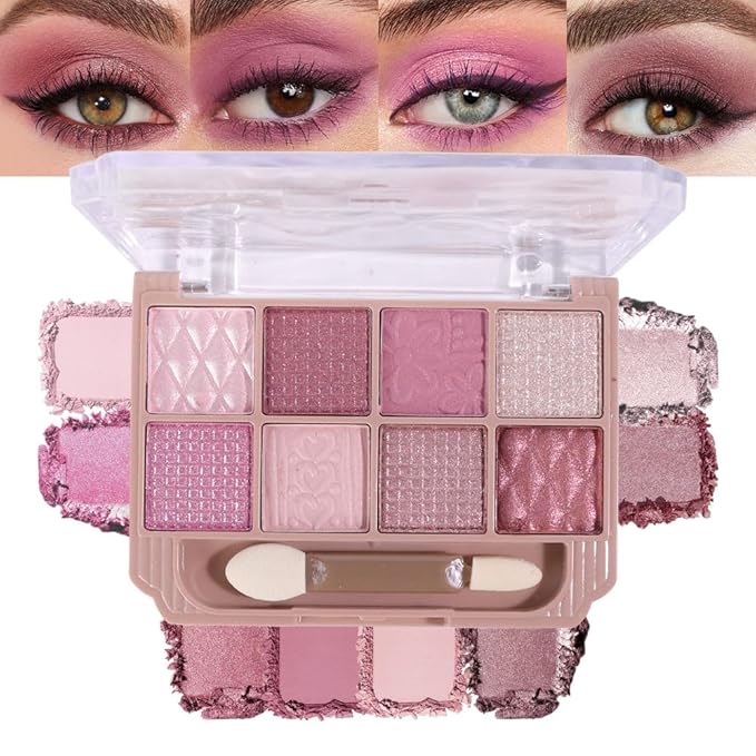 SUAKE Nude Pink Eyeshadow Palette, Matte & Shimmer, High Pigmented 12 Colors Brown Purple Eye Shadow Primers for Eye Makeup, Korean Powder Palet de sombras de ojos (04-Mature Sweet)