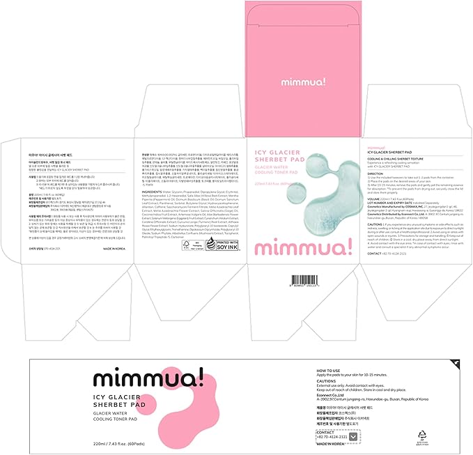 Ice Sorbet Toner Pads | Skin Prep Wipes for Puffiness, Under Eye Bags & Instant Face Lift | Gel Pads for Sunburn Relief & After Sun with 30% Glacial Water & Caffeine | Pack of 2 (120 Count)