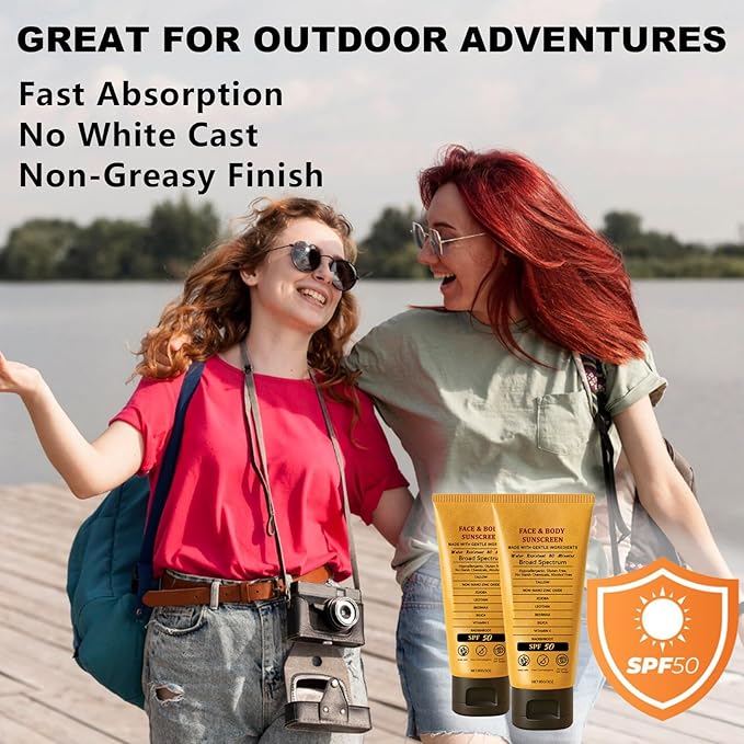 2pcs Beef Tallow Sunscreen with Zinc Oxide Reef Safe Sunscreen SPF 50,Non-Greasy Beef Tallow Sunscree Natural Organic Formula for Body Facial,Women and Men(85g/count)