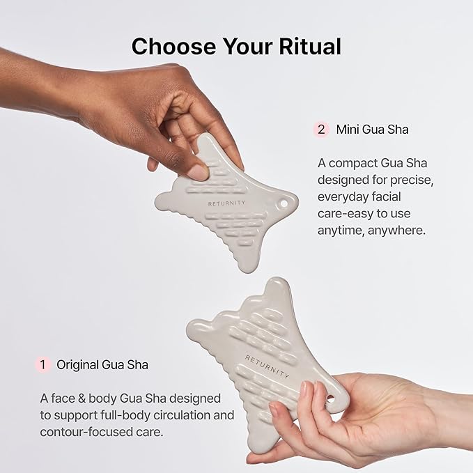 RETURNITY Ceramic Gua Sha Facial Tool for Lymphatic Drainage, Face Massager for Sculpting and De Puffing, Jawline and Neck Massage Tool, Korean Skincare Beauty Tool