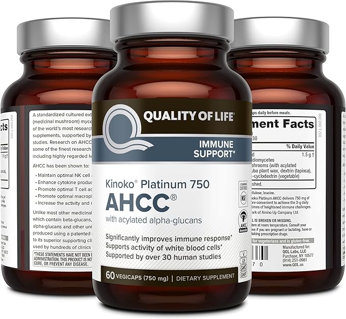 Quality of Life Kinoko Platinum AHCC Immune Support and Resveratrol Sustained Release