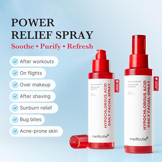 medicube Calming & Barrier Comfort Duo: 3H Daily Relief Cream and Hypochlorous Acid Power Soothing Spray | Daily Soothing & Post-Care Hydration Routine