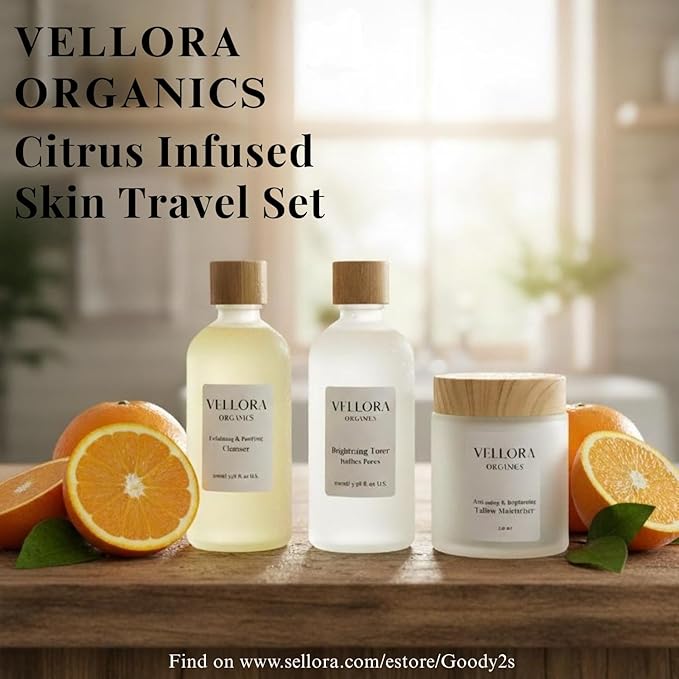 GOODY 2'S Vellora Organics Christmas Skincare Set – Exfoliating Cleanser, Brightening Toner & Anti-Aging Moisturizer Combo – Organic Skincare Trio