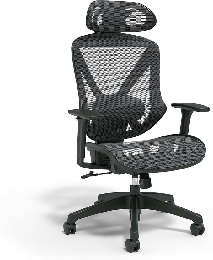 Staples Dexley Ergonomic Mesh Office Chair - Adjustable Height, Swivel Tilt, Lumbar Support, Black