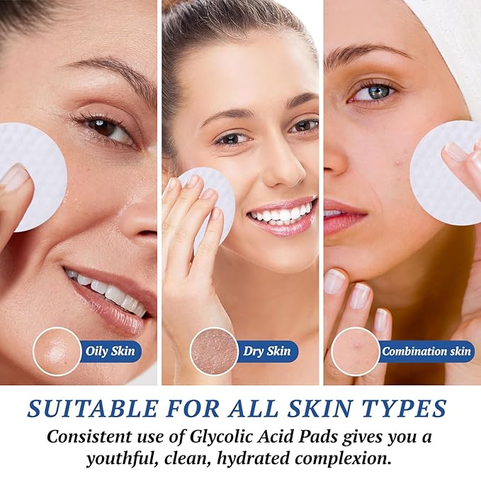 Glycolic Acid Exfoliating Pads 2-Pack, (60 Count x 2) | AHA Face Toner Pads for Acne-Prone & Oily Skin | Unclogs Pores, Smooths Texture