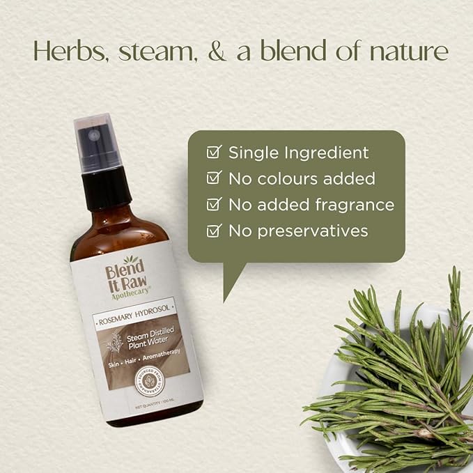 BEMT Rose & Rosemary Hydrosol Combo, 100ml Each – Steam Distilled Floral Water Spray for Hair & Skin Care, Natural Aromatherapy Mist