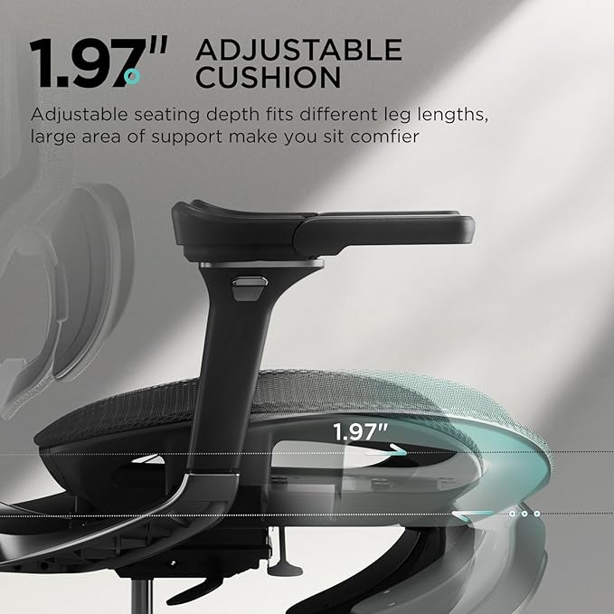 Hbada E3 Pro Ergonomic Office Chair, Big and Tall Office Chair - with 3-Zone Dynamic Lumbar Support, 4D Adjustable Headrest, 6D Adjustable Armrests, Swivel, Black