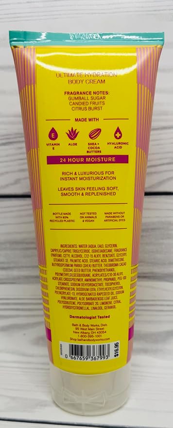 Bath & Body Works Bubblegum Pop Ultimate Hydration Body Cream 8 Ounces Pack of 2