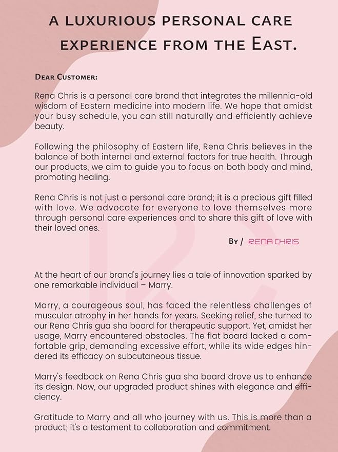 Rena Chris Gua Sha Facial Tools, Rose Quartz Guasha Tool for Acupuncture, Manual Massage Tool for Jawline Sculpting and Puffiness Reducing, Gua Sha Facial Massage Tool with Silicone Case (Rose Pink)