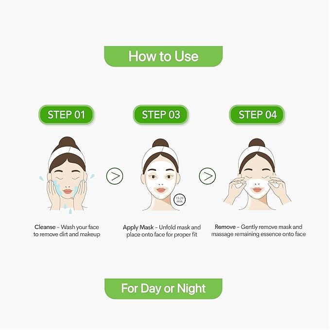 Innerest Luna Bunny 24PK Facial Sheet Mask, Brightening, Nourishing & Hydrating Korean Skincare for Self Care, Home Spa with Aloe, Coconut, Vitamin & Hyaluronic (Aloe Vera)