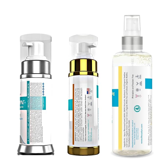 Rosacea Skin Care Trio - CoQ10 Serum, Eye Cream, Toner-Mist | For Sensitive Skin, Face Redness, Fine Lines and Hydration by Rosadyn+