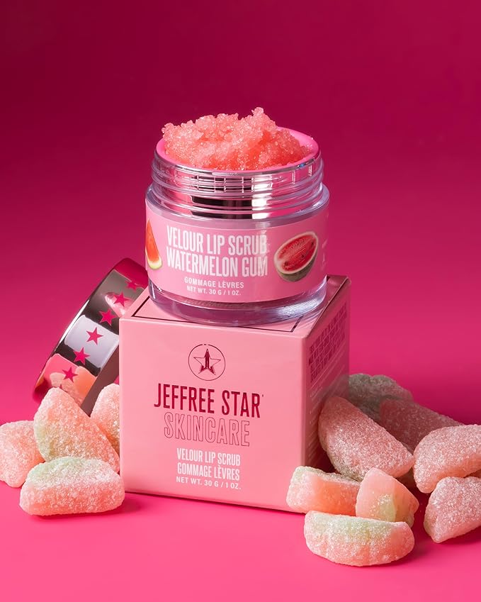 Jeffree Star Cosmetics Velour Lip Scrub, Exfoliating Sugar Lip Treatment, Cruelty-Free & Vegan, 30 G / 1 oz. (Watermelon Gum)
