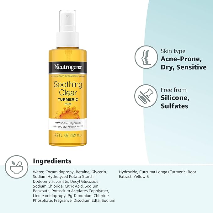 Neutrogena Soothing Clear Turmeric Mist Spray, 4.2 Fl Oz