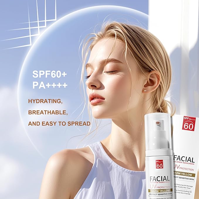Tinted Sunscreen for Face SPF 60,Moisturizing Facial Mineral Sunscreen and Primer 2-IN-1,Body Sunblock,Hydrating Sunblock,Lightweight Tinted Moisturizer with SPF for All Skin 01