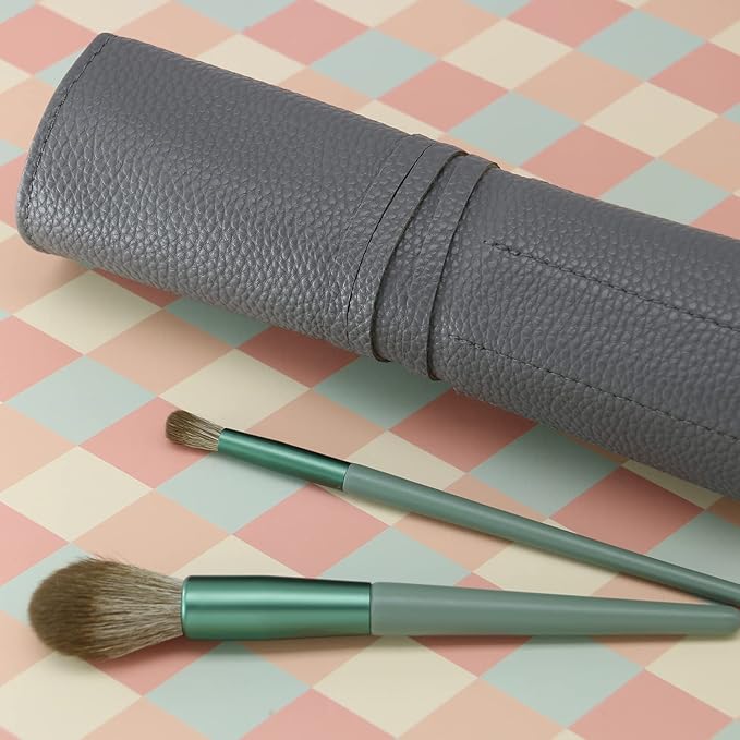 Bird&Fish Makeup Brush Case Travel, makeup brush case roll up,brush holder makeup,Holder Organizer Brushes Pouch Cosmetic Bag for Travel,Rolling Bag Storage Case PU Leather