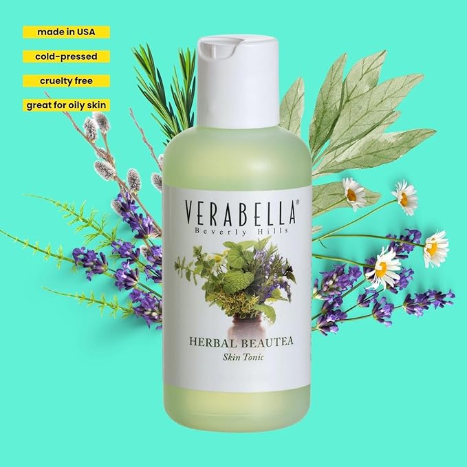 VERABELLA Herbal Beautea Skin Tonic, Non-Drying Cold-Pressed Herb Toner with Salicylic Acid for Oily/Acne-Prone Skin, 4 fl. oz.
