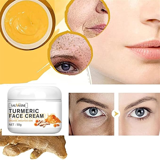 Lanthome Turmeric Face Cream for Face Care Anti-Aging Cream Brightening Face Moisturizer Cream,Skin Repair,Turmeric Moisturizing Cream for Dark Spots Remover,Evens Skin Tone-50g