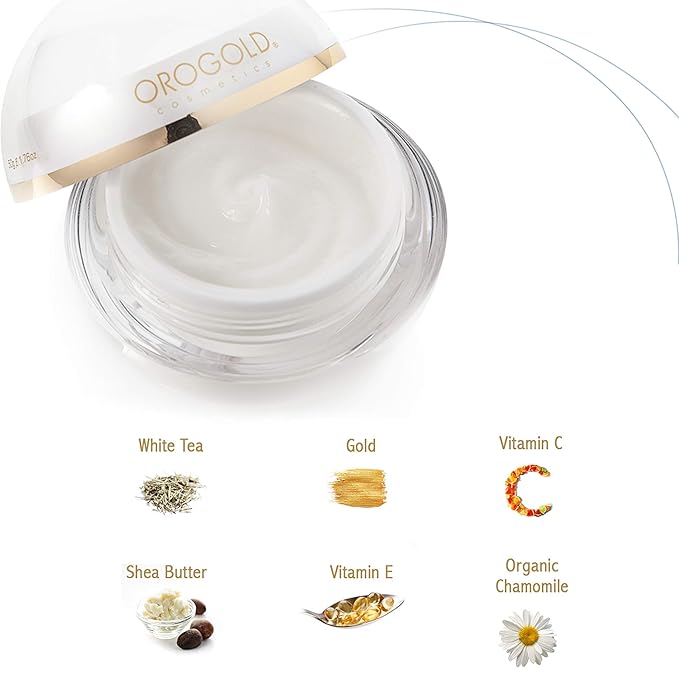 Orogold White Gold Day Moisturizer - 24k Gold Deep Moisturizer with White Tea, Chamomile, Shea Butter, Vitamin C and E - 1.6 Oz