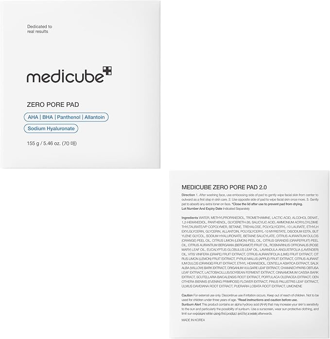 medicube Clarify-to-Glow Masking Set: Zero Pore Pad 2.0, Collagen Glazed Milky Daytime Wrapping Mask | for Exfoliation and Pore Care with LHA, BHA | Quick & Easy Glow Care for Plumped Skin