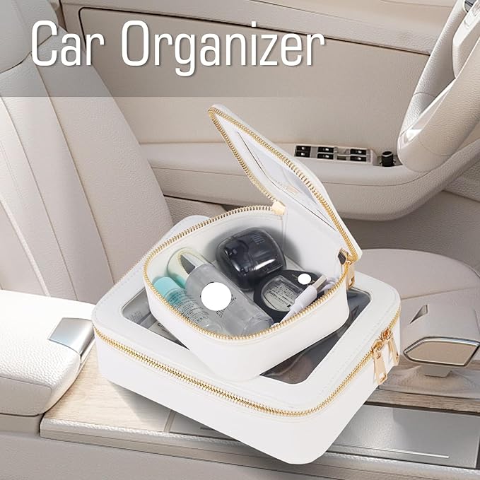 Small Clear Travel Makeup Bag Toiletry Bag Cosmetic Bag with Zipper for Women,Waterproof Transparent Makeup Organizer Case Travel Pouch Bag for Toiletries and Car Organizer