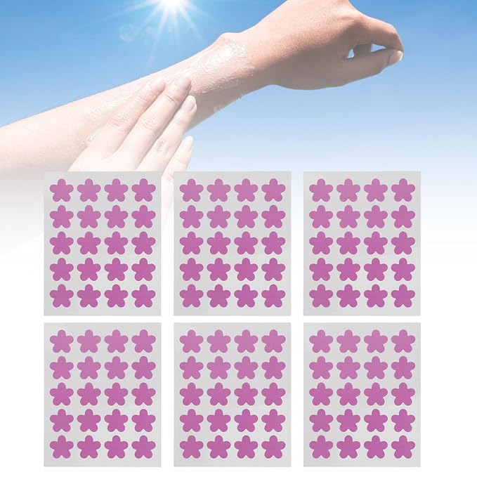 Stickers V-Stickers for Sunscreen, 120 Count V Detection Stickers, Sweat-proof Sunscreen Stickers, You Can Wear All Day, Changes Color to Help Prevent Sunburn