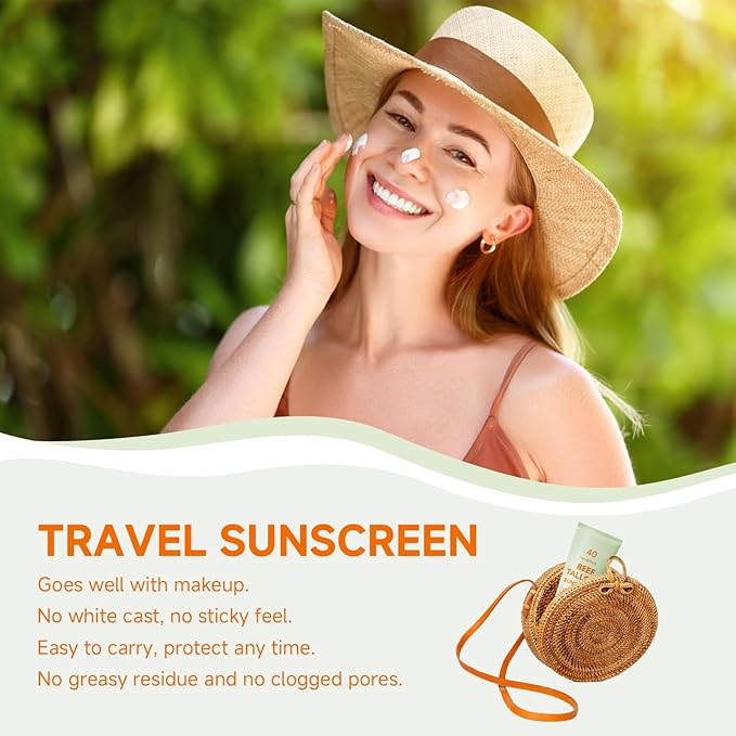 Sunscreen for Face, Beef Tallow for Skin, Reef Safe Travel Sunblock Grass-Fed Natural for All Skin Type Deep Hydration Moisturizing Non Greasy Anti White Cast, 2 Packs