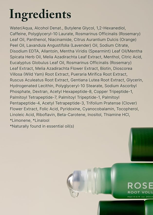 AROMATICA Rosemary Root Volumizing Scalp Serum, Hair Growth Serum Roll on, Caffeine 10,000ppm & Rosemary Essential oils 1,400 ppm, Cooling Scalp Korean hair care, Silicon/Paraben/Sulfate‑Free (0.67oz)