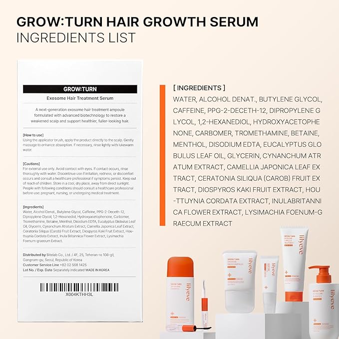 lilyeve GROWTURN Hair Growth Serum with Built-in Brush, Heartleaf-Derived Exosomes to Revitalize, Scalp Massager, Korean Hair Care, 3.38 fl. oz. (Pack of 1)