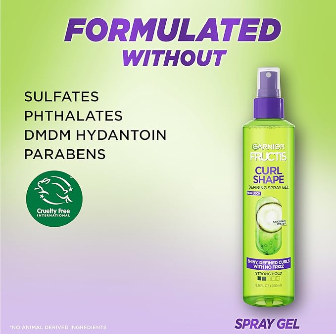 Garnier Fructis Style Curl Shape Defining Spray Gel for No Frizz, 8.5 Fl Oz, 3 Count (Packaging May Vary)