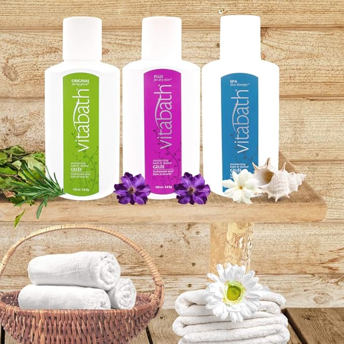 Vitabath Plus For Dry Skin Moisturizing Bath & Shower Gel Wash Replenishing Oils Deeply Hydrate & Soothe Dryness, Body Cleanser, Skin Restore & Foaming Gelee - 128 oz