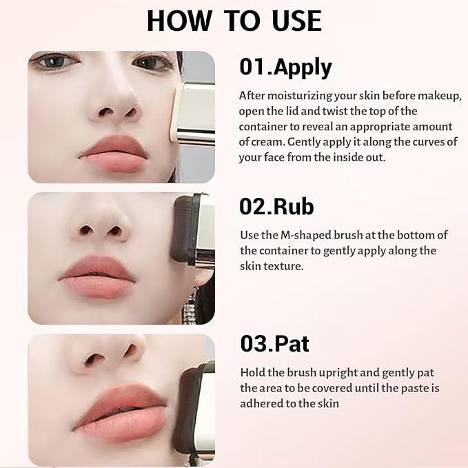 Korean Foundation Stick, Multi-use Double Head Foundations Make up Sticks, Longwear Natural Finish, Waterproof, Sweat-Proof for All Skin Types (#1 Fair Color)