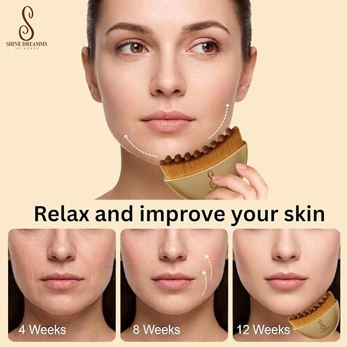 Lymphatic Contour Face Brush, Lymphatic Drainage- Facial Sculpting Dry Guasha Brush - Face Lymphatic Drainage Brush - Face Contour Depuff Lift