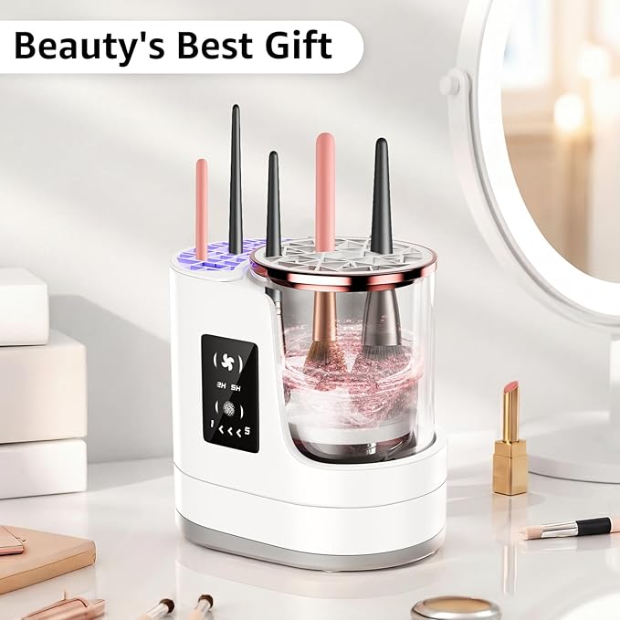 3-in-1 Electric Makeup Brush Cleaner & Dryer, Automatic Brush Cleaner Machine with Deep Cleaning & Adjustable Drying, USB-Powered for All Size Makeup Brushes, Blush Brushes & Sponges