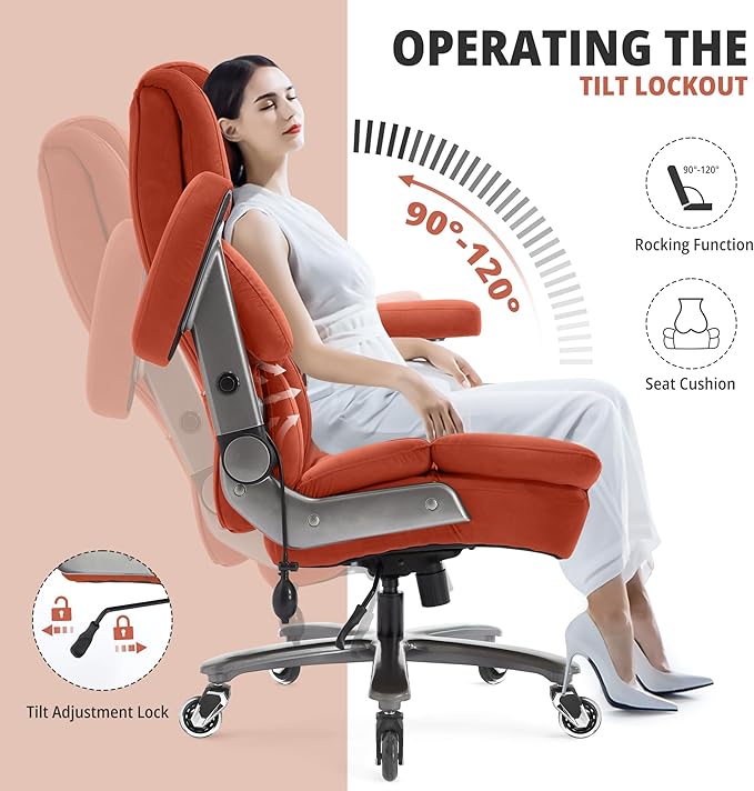 Big and Tall Office Chair 700lbs- Fabric High Back Executive Computer Chair with Adjustable Lumbar Support 3D Flip Arms Plus Size Rubber Wheels- Extra Wide Large Desk Chairs, Heavy Duty Metal Base