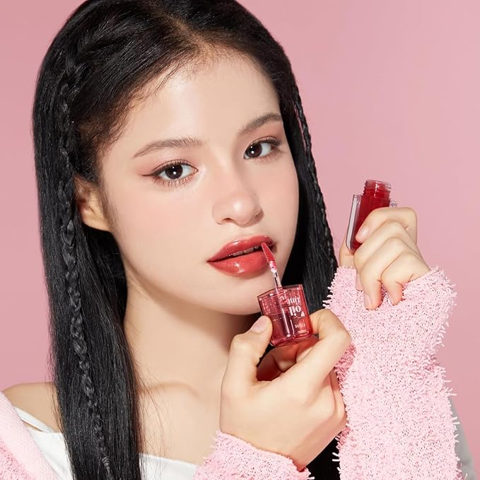 ETUDE Dear Darling Oil Tint #2 Plum Berry (0.14 fl.oz) | High Moisturizing and Strong Hydrating Lip Oil/Lip Gloss | Smooth and Moist Lips | Non-Sticky Lip Oil Tint For Dry Lips | K-beauty