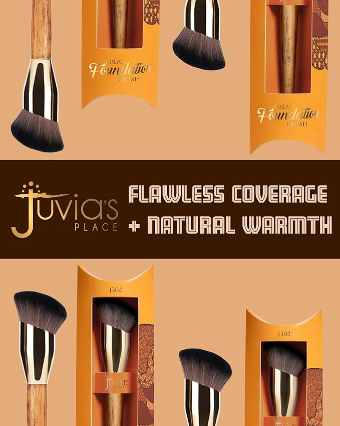 Juvia's Place BRONZED J302 Cream Foundation Brush - Dense Soft Bristles for Smooth Blending, Airbrushed Finish - Ergonomic Handle for Precision Contour - Foundation, Cream, Liquid & Mousse Formulas