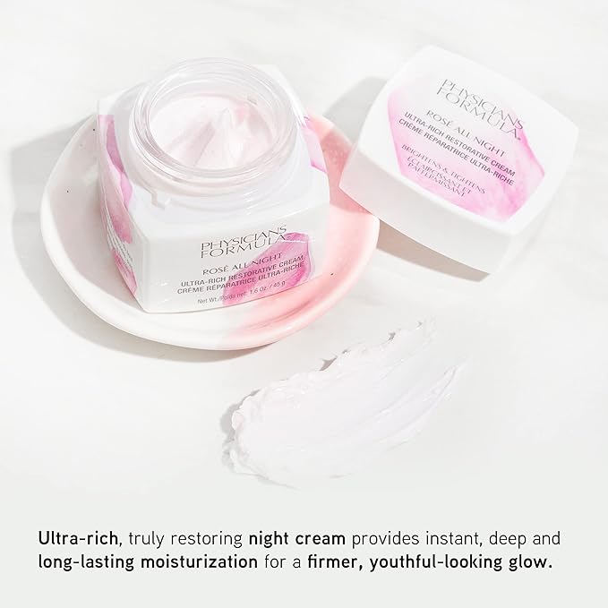 Physicians Formula Rosé All Night Ultra-Rich Restorative Face Cream, Anti Aging, Wrinkle-Relaxing, Restorative | Dermatologist Tested, Clinicially Tested