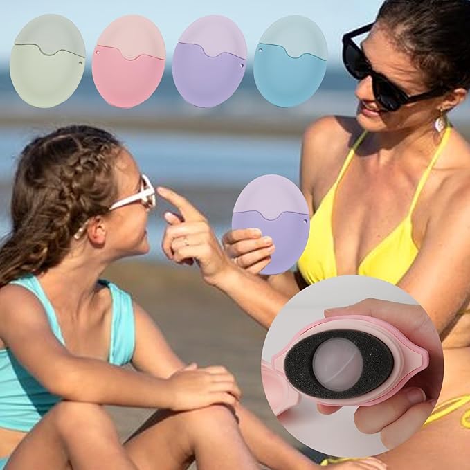 Sunscreen Applicator For Kids, Roll on Sponge Applicator for Sunscreen -Sunblock Buddy Brush Set with Protective Caps, Sun Lotion Applicator Sun Cream Brush for Adults & Families Travel, Pink