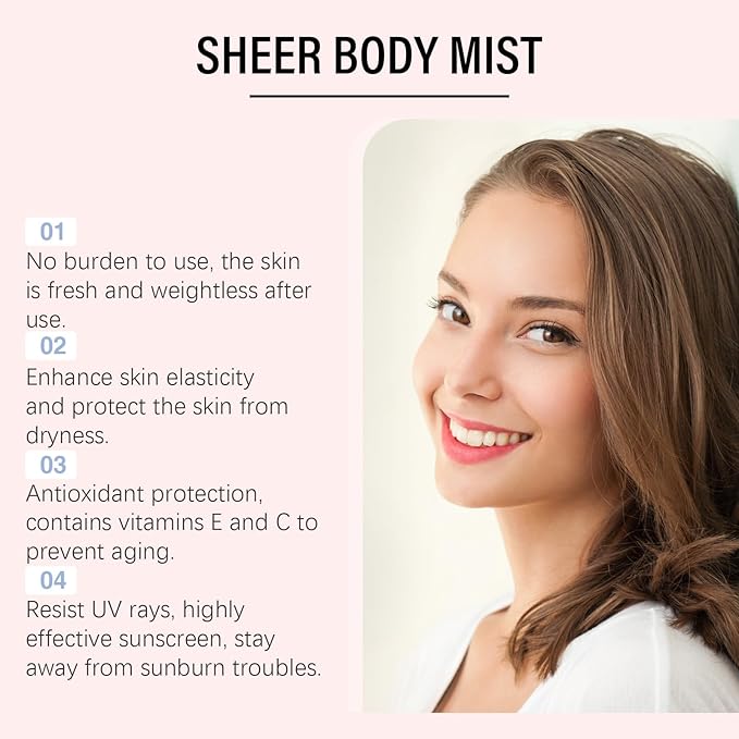 Sunscreen Body Glow Oil,Body Shimmer Sunscreen,SPF 42 Broad Spectrum,Waterproof, Lightweight, Water Resistant, Gives Skin a Glowy Finish 3.38 fl oz,ROSE