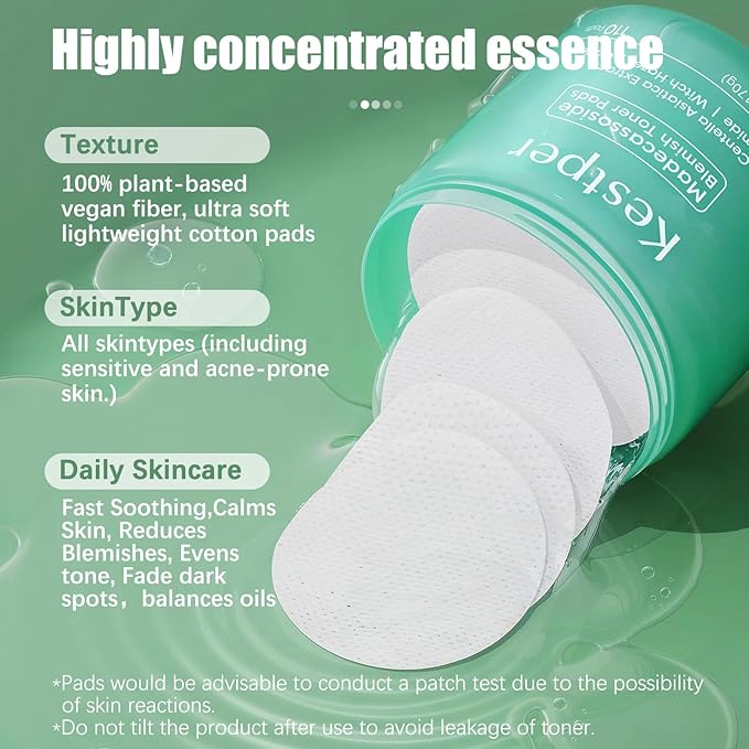 Madecassoside & Caffeine Toner Pads|Soothe Redness,Strengthen Barrier & Refine Pores with Centella Asiatica,Niacinamide | 110 Pads for All Skin Types