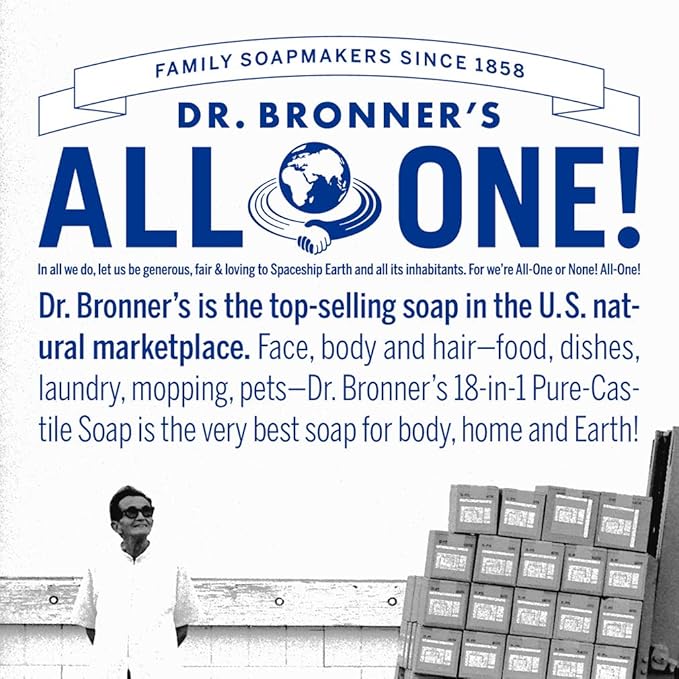 Dr. Bronner's - Pure-Castile Liquid Soap (Peppermint, 4 ounce) - Made with Organic Oils, 18-in-1 Uses: Face, Body, Hair, Laundry, Pets and Dishes, Concentrated, Vegan, Non-GMO