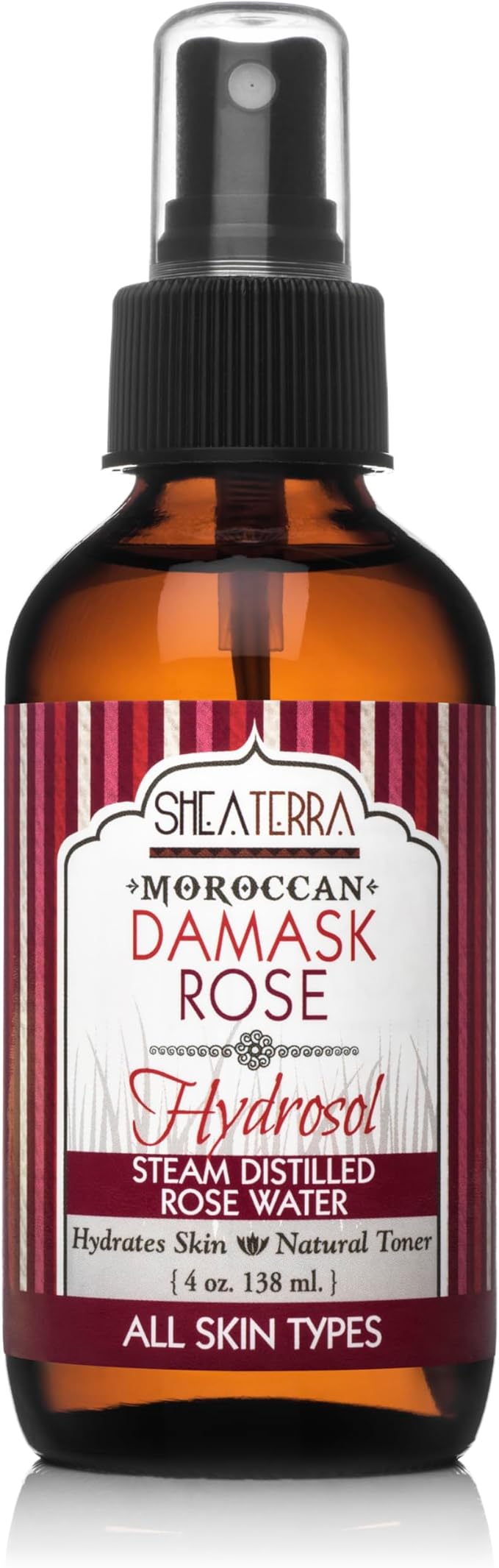 Shea Terra Organics Beauty Water, Toner & Face Mist – Moroccan Damask Rose Hydrosol | Natural Daily Hydrating Toner with Anti-Aging Rose Distillate to Moisturize & Soothe Dry, Inflamed Skin – 4 oz