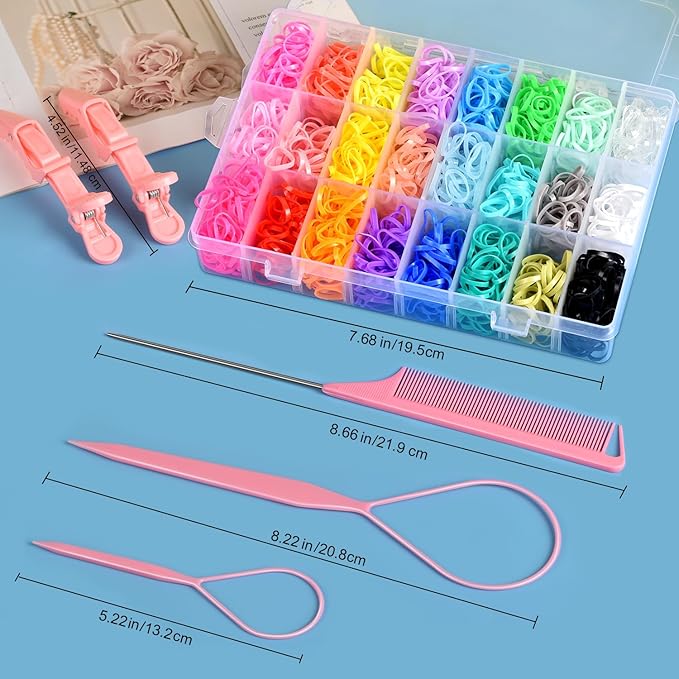 IKOCO Hair Tie Set, 1505 Count Colorful Elastic Hair Rubber Bands with Topsy Tail Hair Tools, Rat Tail Comb and Hair Clips for Women Hair Styling