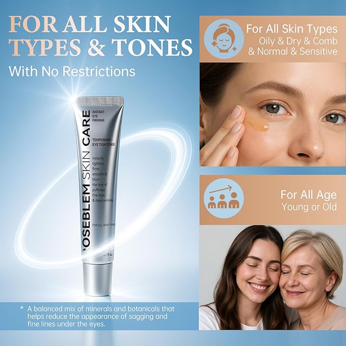 EELHOE Instant Eye Tightener, Perfection Firming Lift Cream Temporary Eye Tightener for Under Eye Bags, Puffiness, Fine Lines & Wrinkles, Firms and Smooths for All Skin Types, 0.67 oz (Silver, 1Pack)