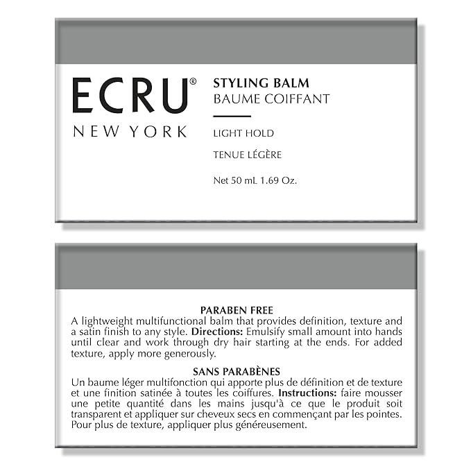 ECRU New York Styling Balm, Flexible Hold Hair Wax, Styling Cream, Texturizing Hair Products, Travel Size Pomade, 1.69oz
