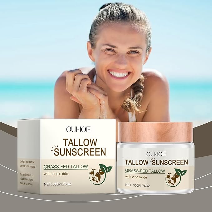 AMALIA Grass-Fed Tallow Sunscreen with Zinc Oxide and Titanium Dioxide, UV Protection and Moisturizing, 1.76oz