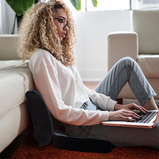 QUTOOL Seat Cushion and Lumbar Support Set for Office Chair â Supports Lower Back & Hips for Long Sitting Comfort, Helps Maintain a Comfortable Sitting Position, Ergonomic Memory Foam, Washable Cover